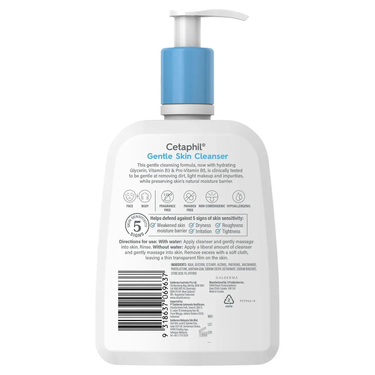 Cetaphil Gentle Skin Cleanser 500mL, For Face & Body Care