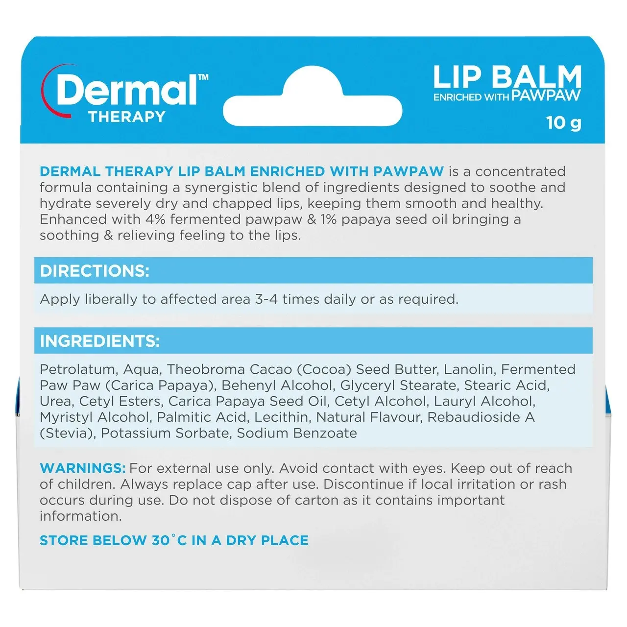 Dermal Therapy Lip Balm Enriched with PawPaw 10g