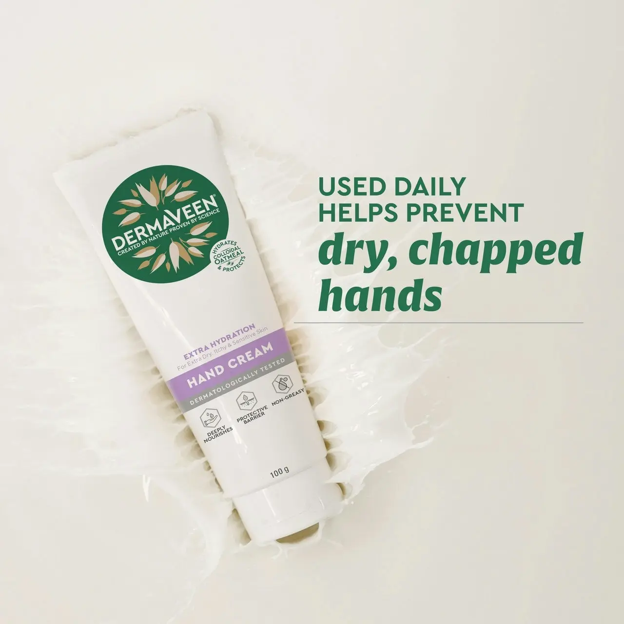 DermaVeen Extra Hydration Hand Cream for Extra Dry, Itchy & Sensitive Skin 100g