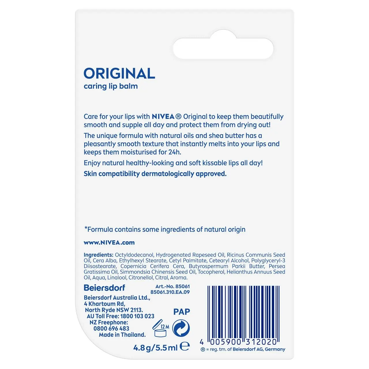 Nivea Original Care Lip Balm 4.8g