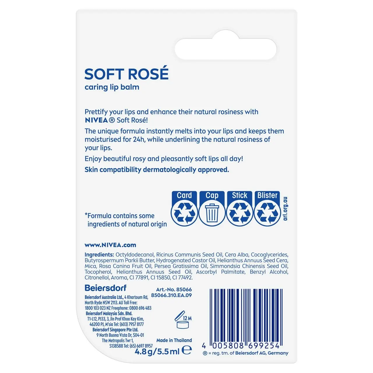 Nivea Soft Rose Lip Balm 4.8g