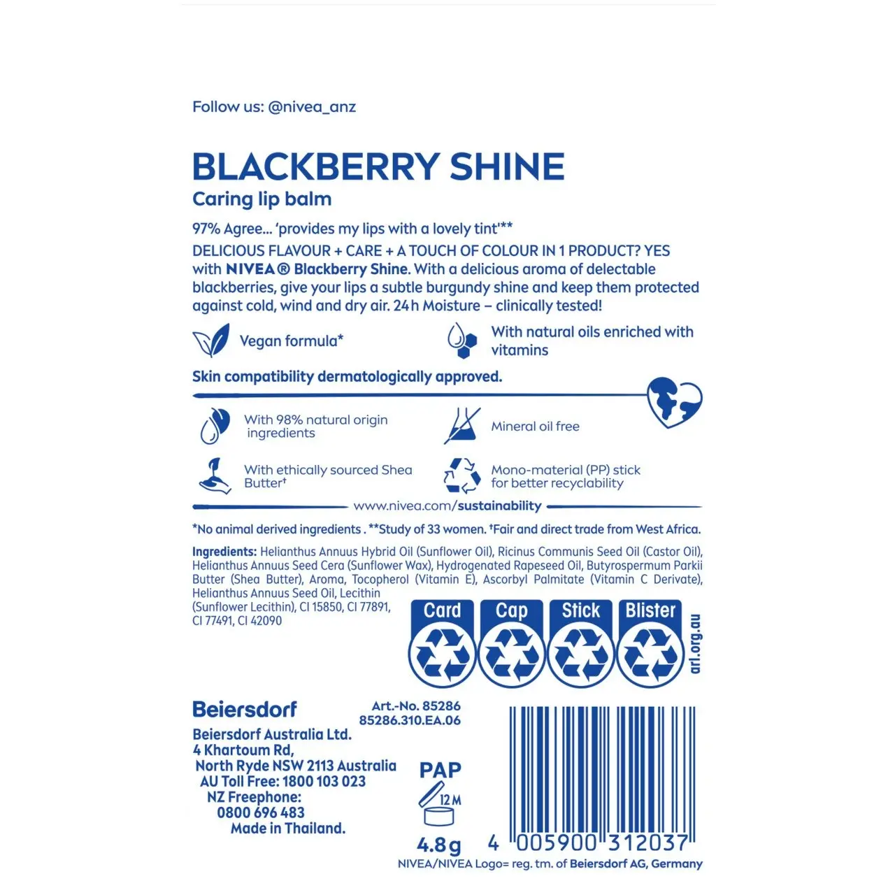 Nivea Blackberry Shine Lip Balm 4.8g