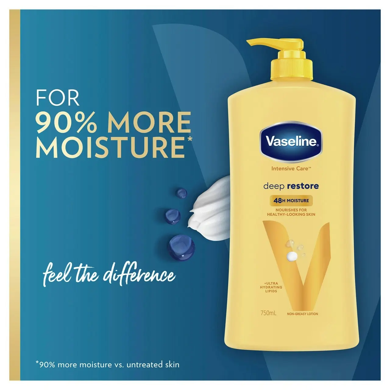 Vaseline Intensive Care Deep Restore Body Lotion for nourished, healthy-looking skin 750mL