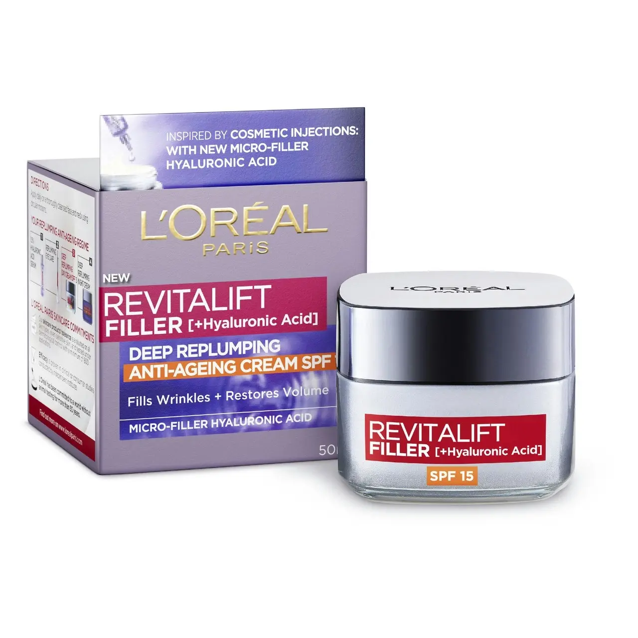 L'Oreal Paris Revitalift Filler Hyaluronic Acid Day SPF15 Cream, 50mL