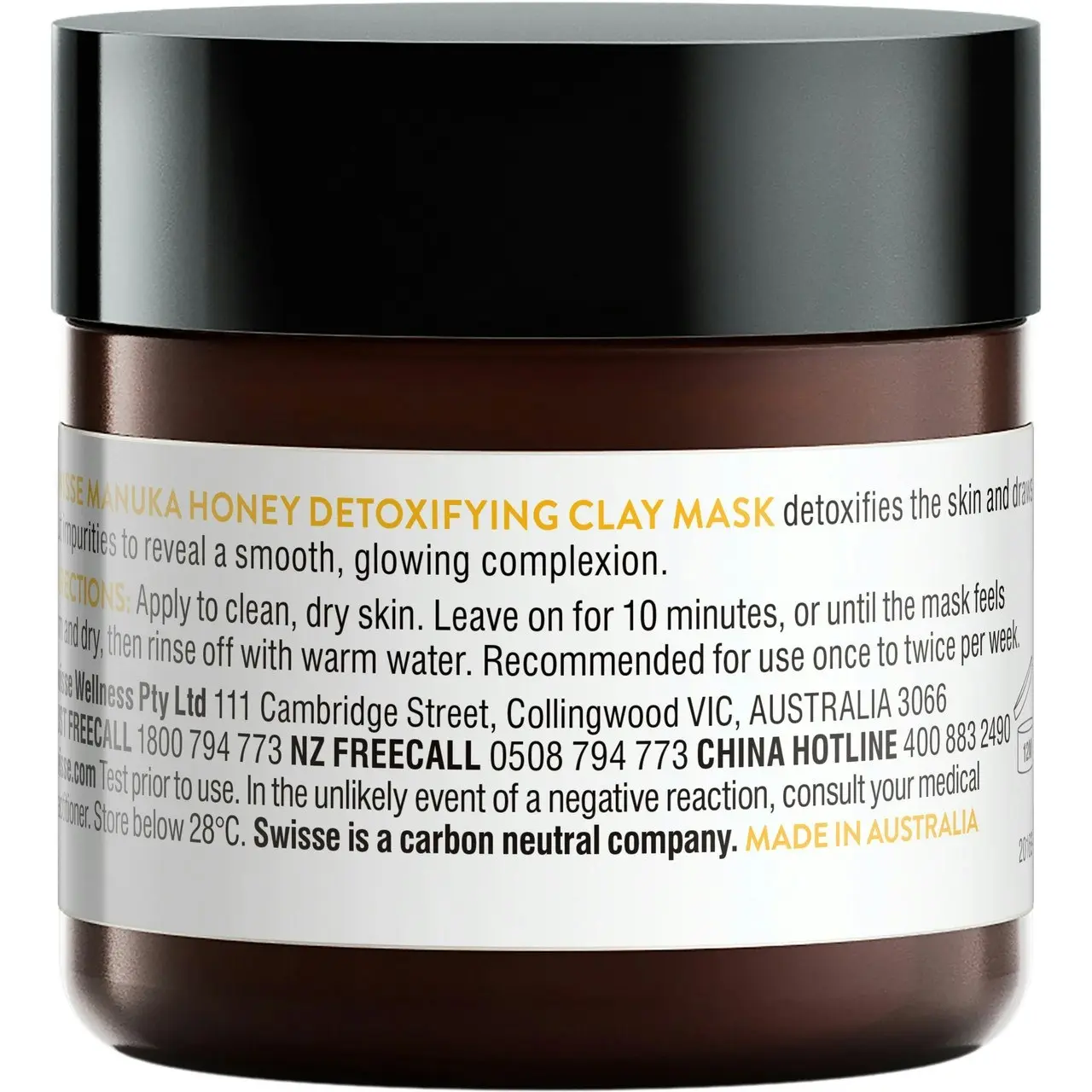 Swisse Skincare Manuka Honey Detoxifying Clay Mask 70g