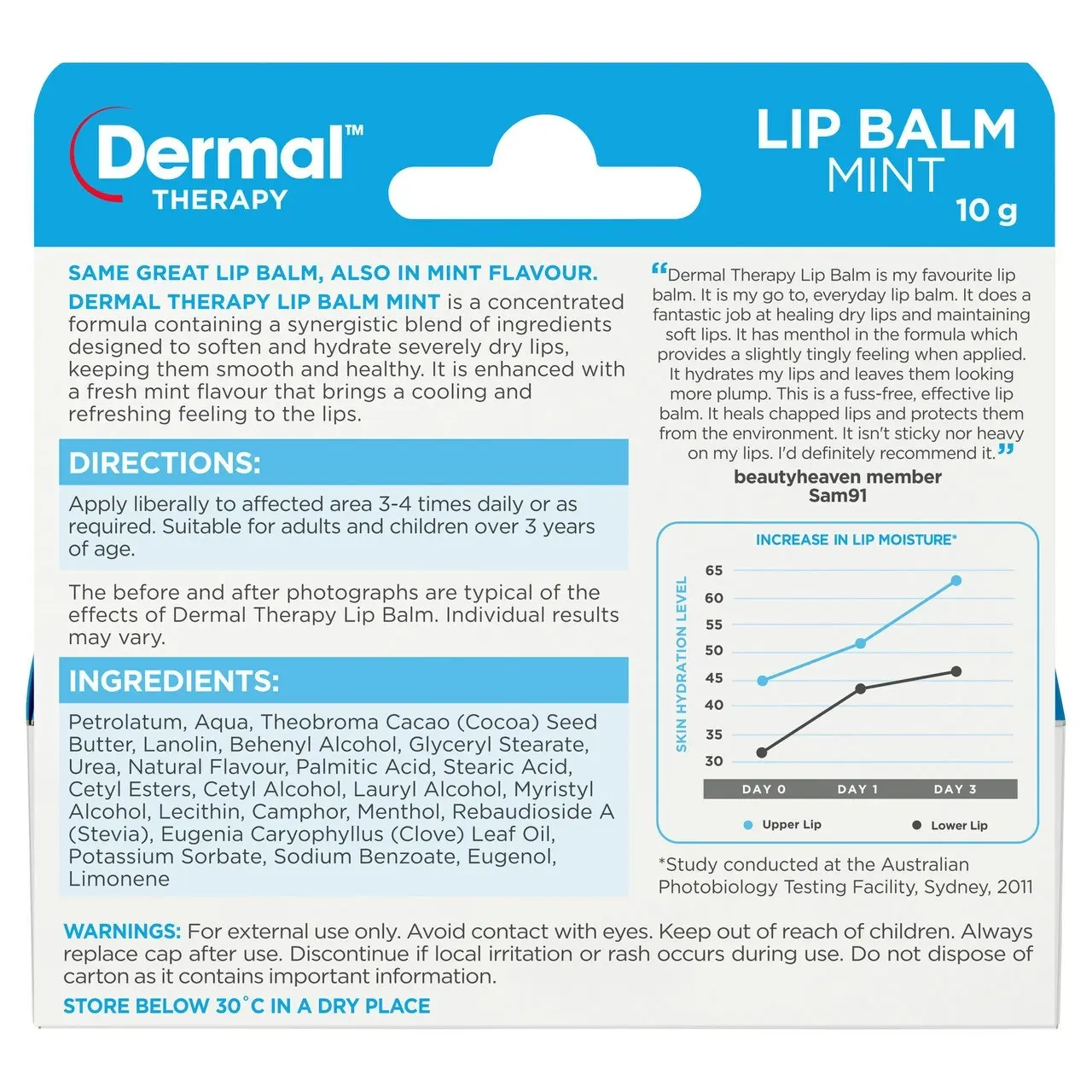 Dermal Therapy Lip Balm Mint 10g