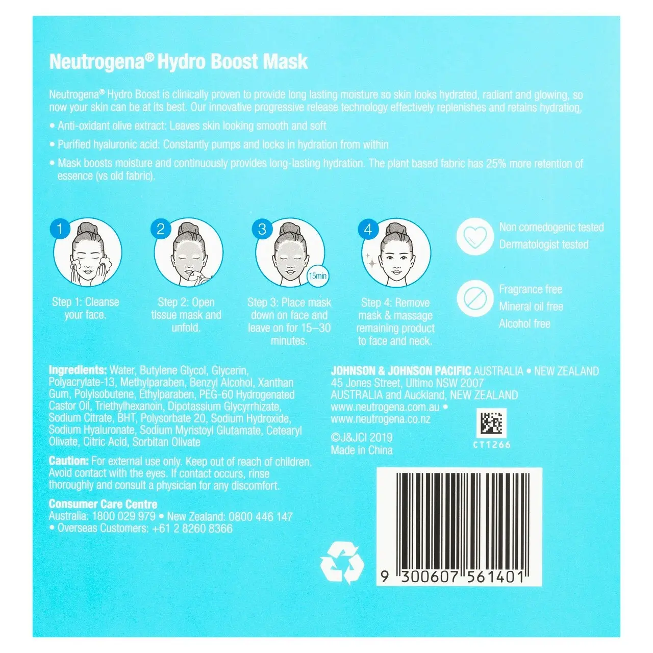 Neutrogena Hydro Boost Hyaluronic Acid Hydrating Face Mask 5 Pack