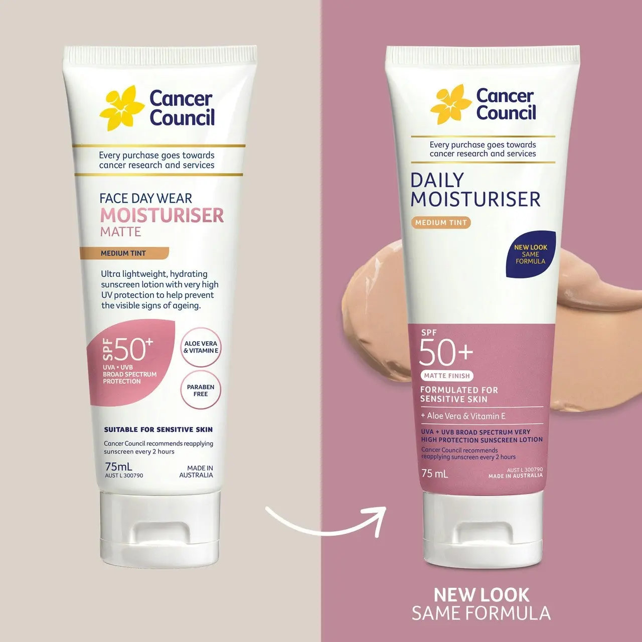 Cancer Council Face Day Wear Moisturiser in Medium Tint SPF50+ 75ml