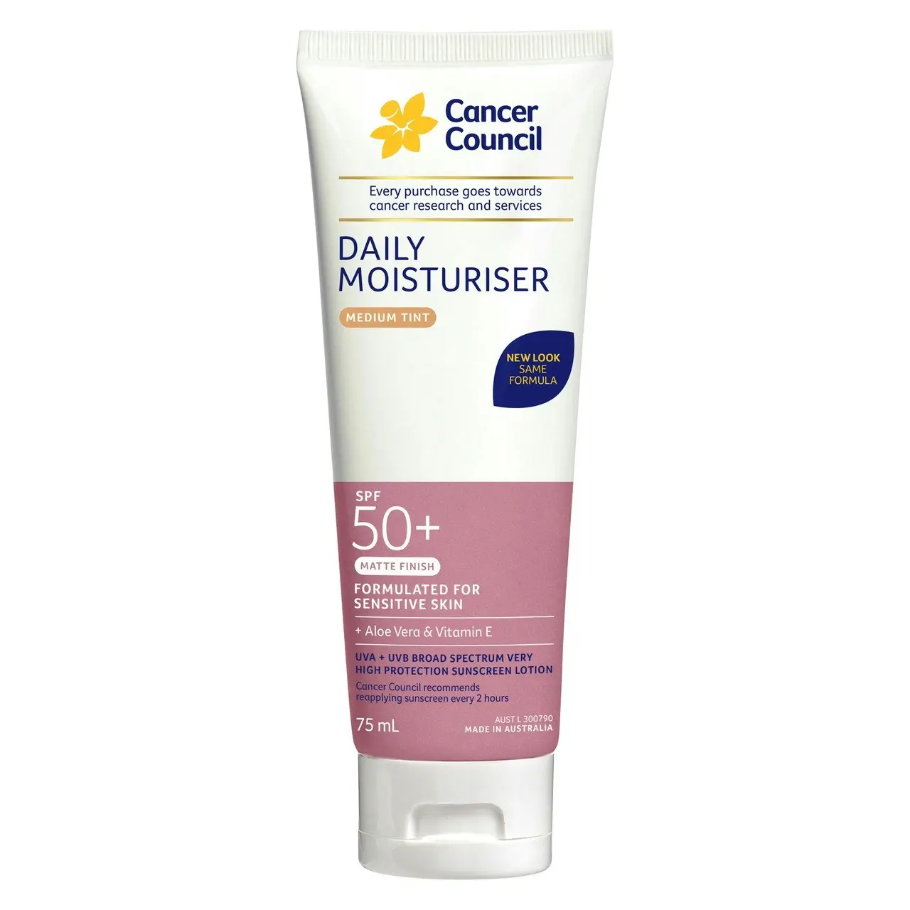 Cancer Council Face Day Wear Moisturiser in Medium Tint SPF50+ 75ml