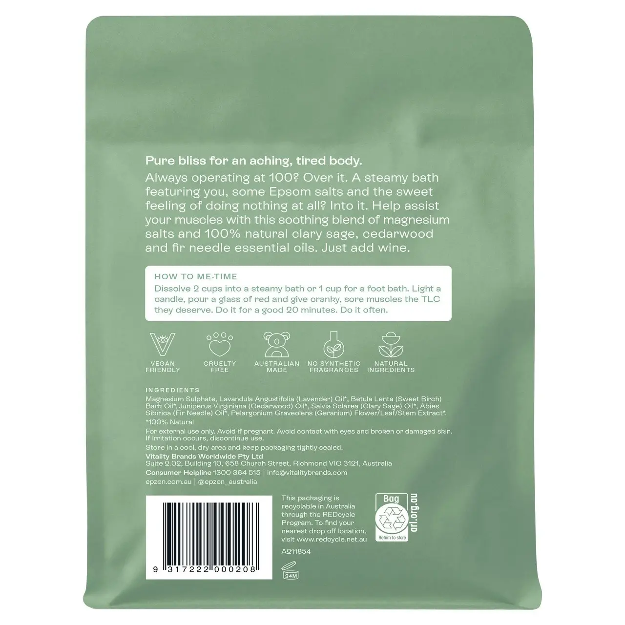 EpZen Soothe Magnesium Epsom Salts 900g