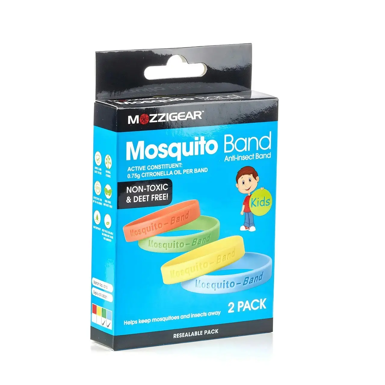 Mozzigear Mosquito Band Kids Size 2 Pack