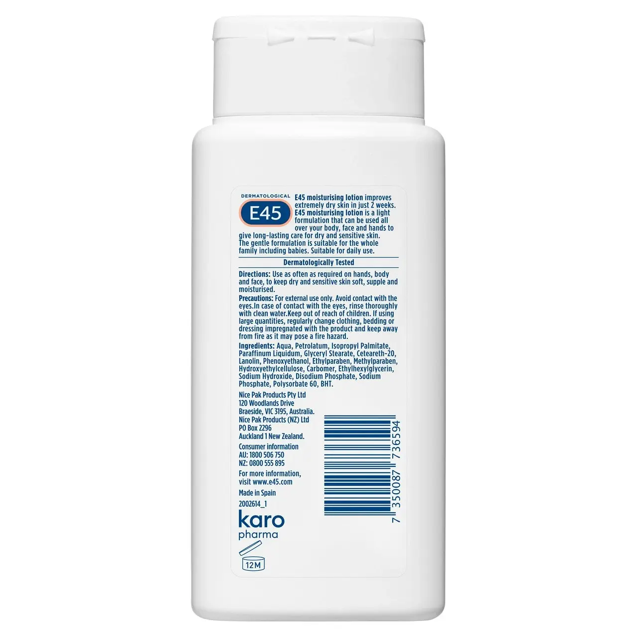 E45 Moisturising Lotion for Dry skin  200mL