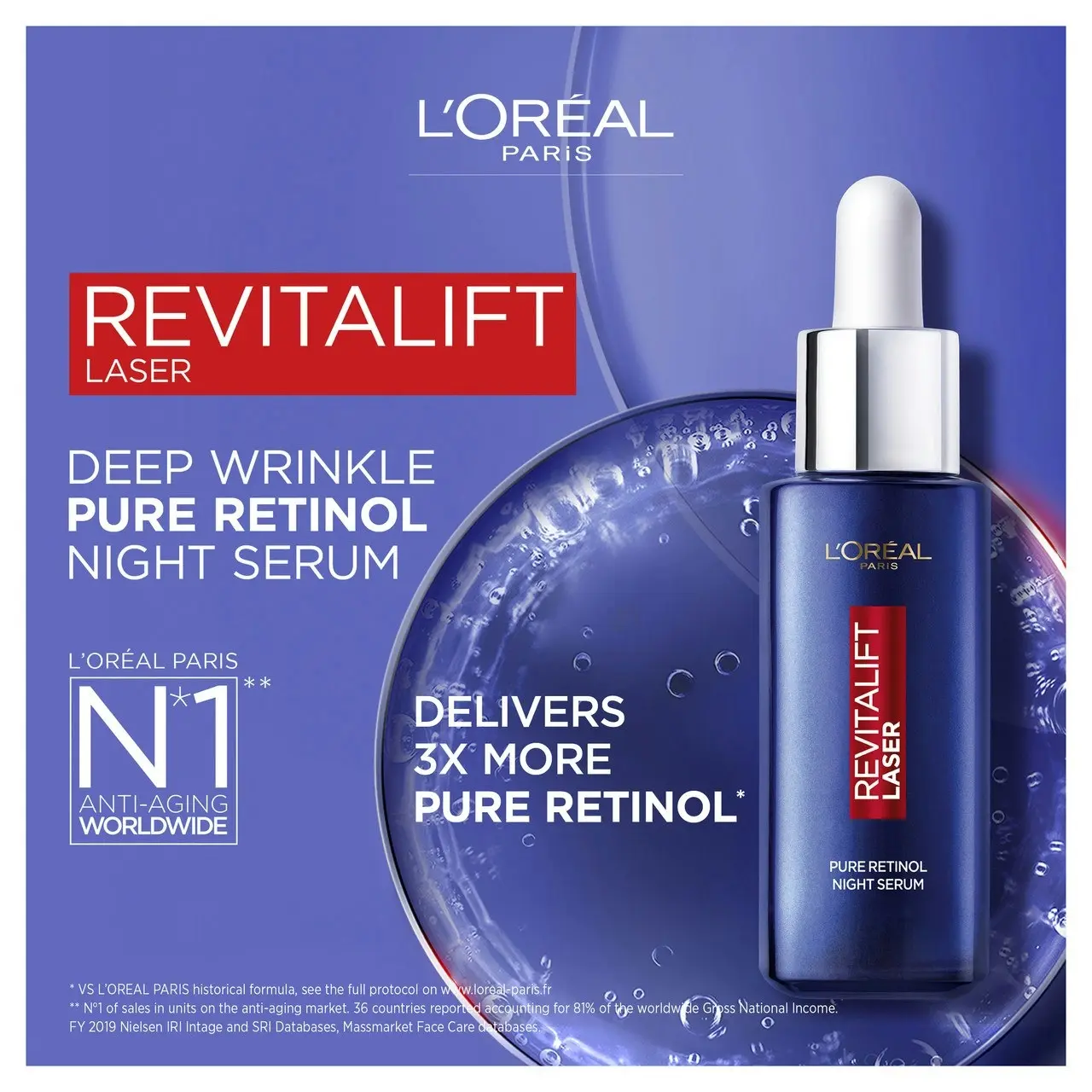 L'Oreal Paris Revitalift Laser Pure Retinol Deep Wrinkle Night Serum 30ml