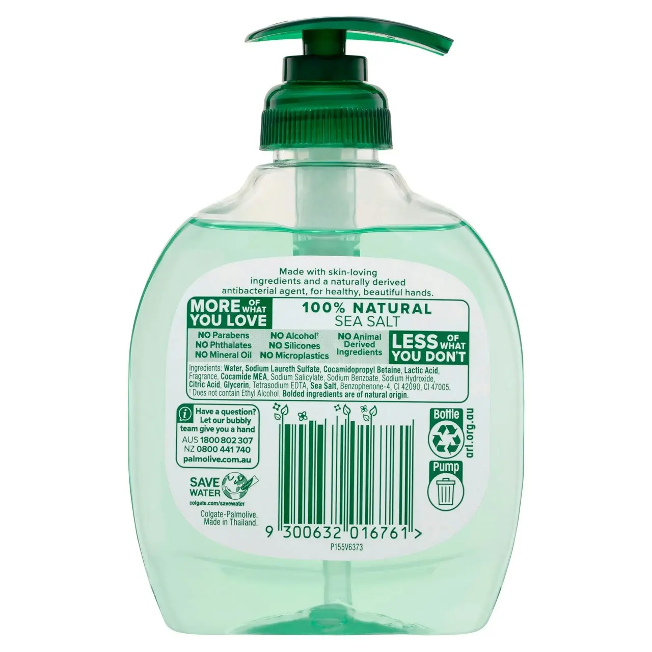 Palmolive Antibacterial Liquid Hand Wash Soap 250mL, Sea Minerals Pump, No Parabens Phthalates or Alcohol