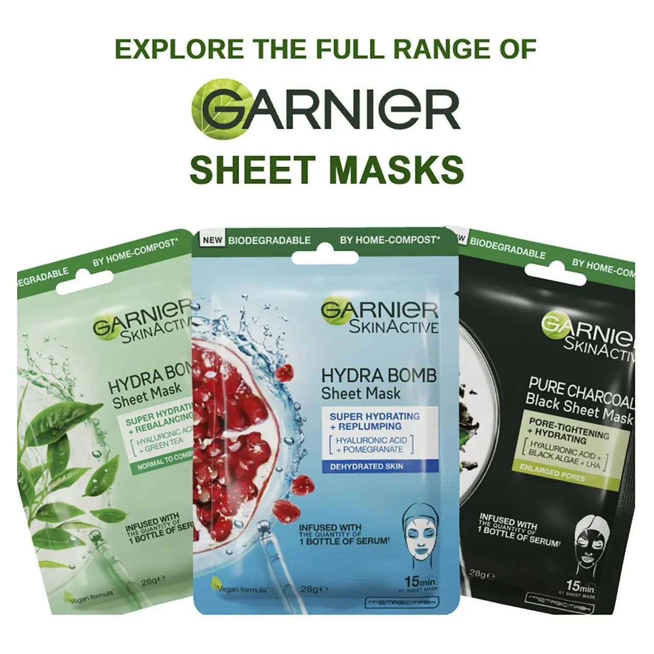 Garnier Hydra Bomb Hyaluronic Acid + Green Tea Anti Ageing Eye Sheet Mask  6g