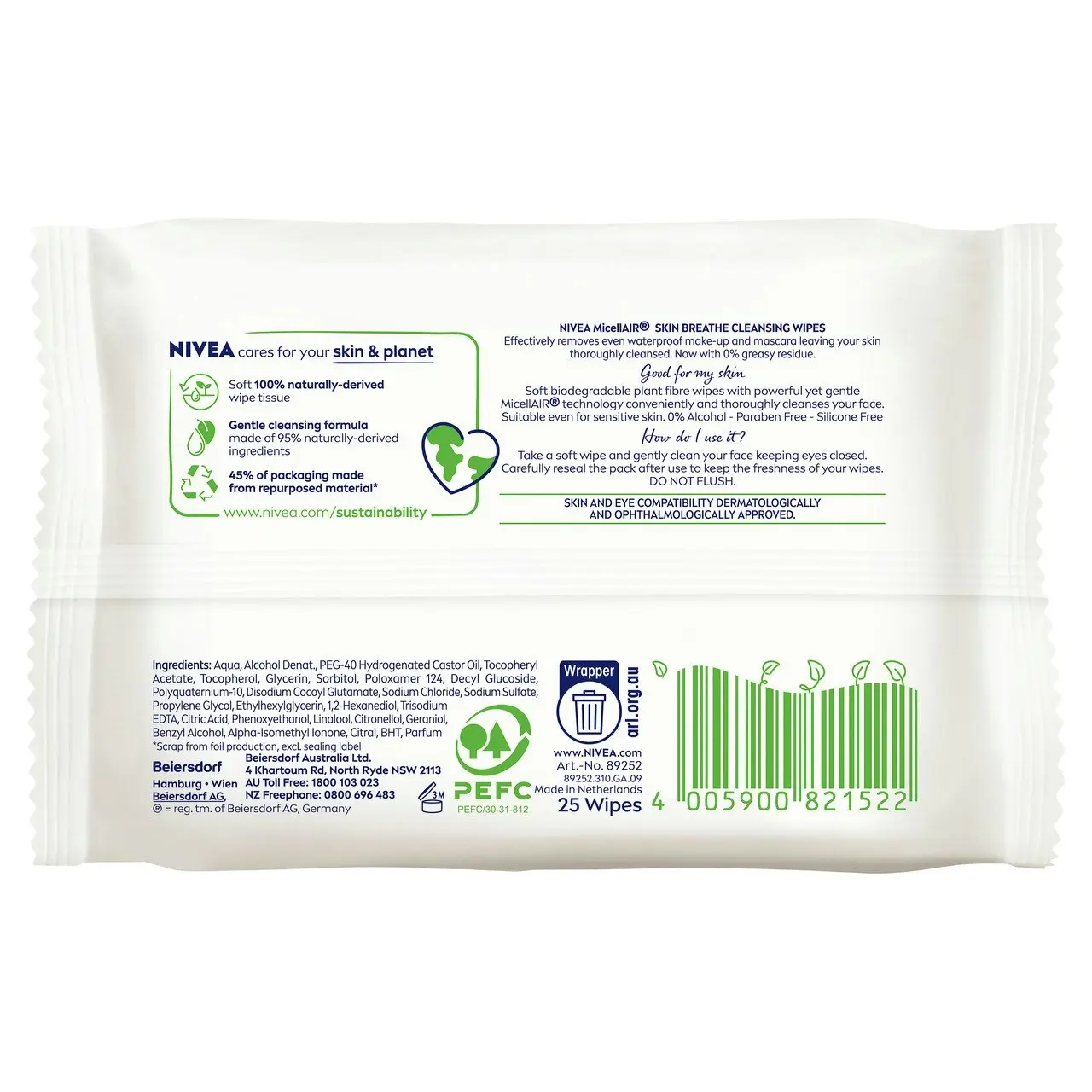 Nivea MicellAIR(R) Biodegradable Cleansing Wipes