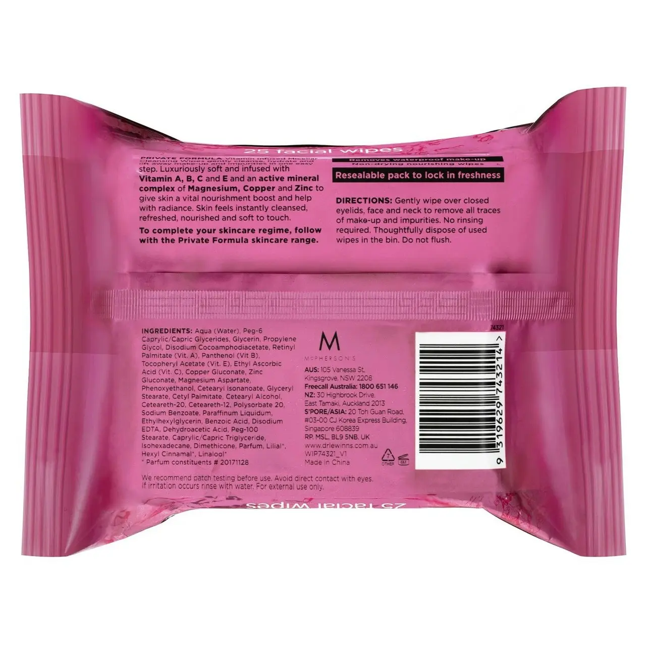 Dr. LeWinn's Private Formula Vitamin Infused Micellar Wipes 25pk