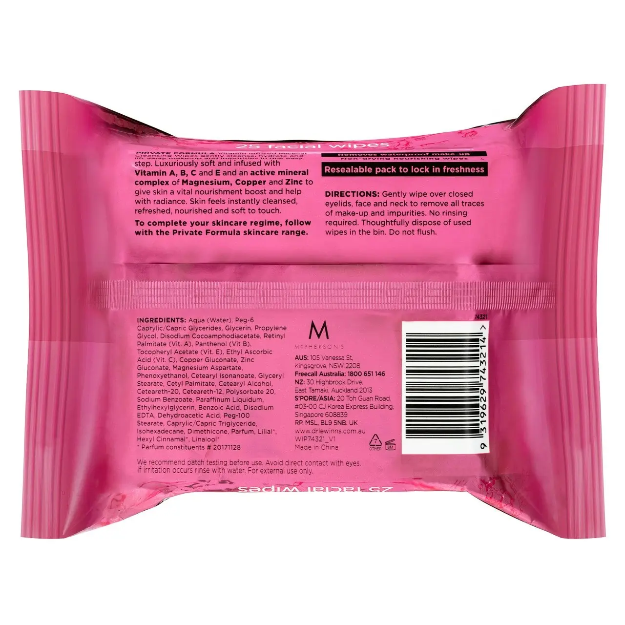 Dr. LeWinn's Private Formula Vitamin Infused Micellar Wipes 25pk