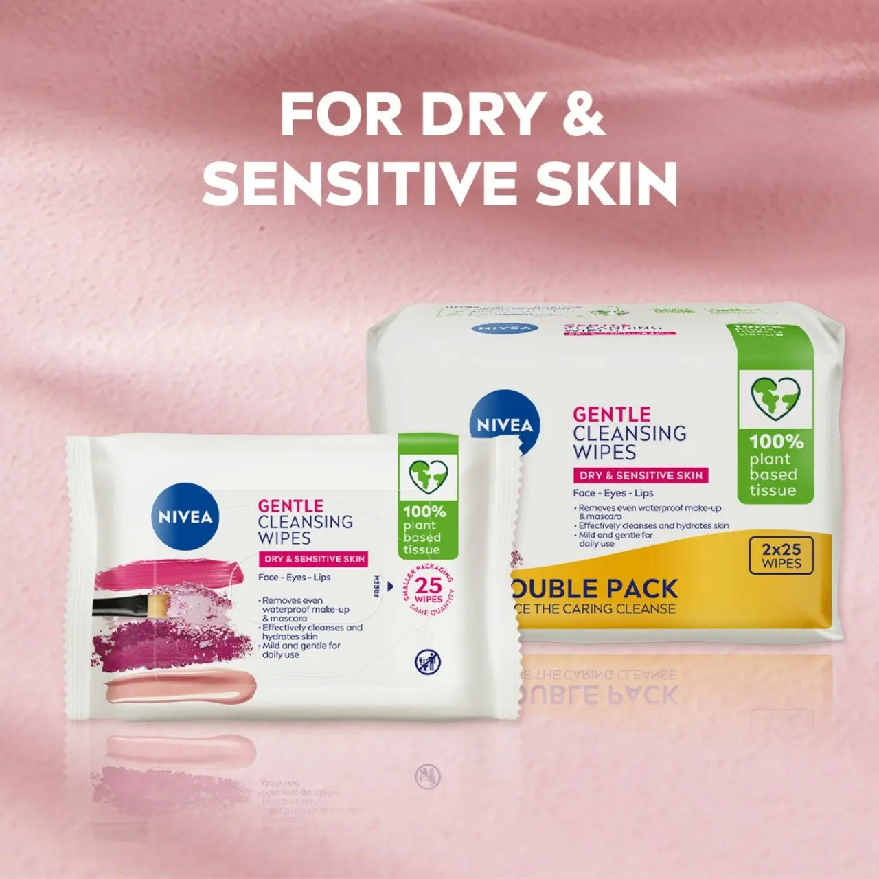 Nivea Gentle Biodegradable Cleansing Wipes for Dry & Sensitive Skin 25 pack