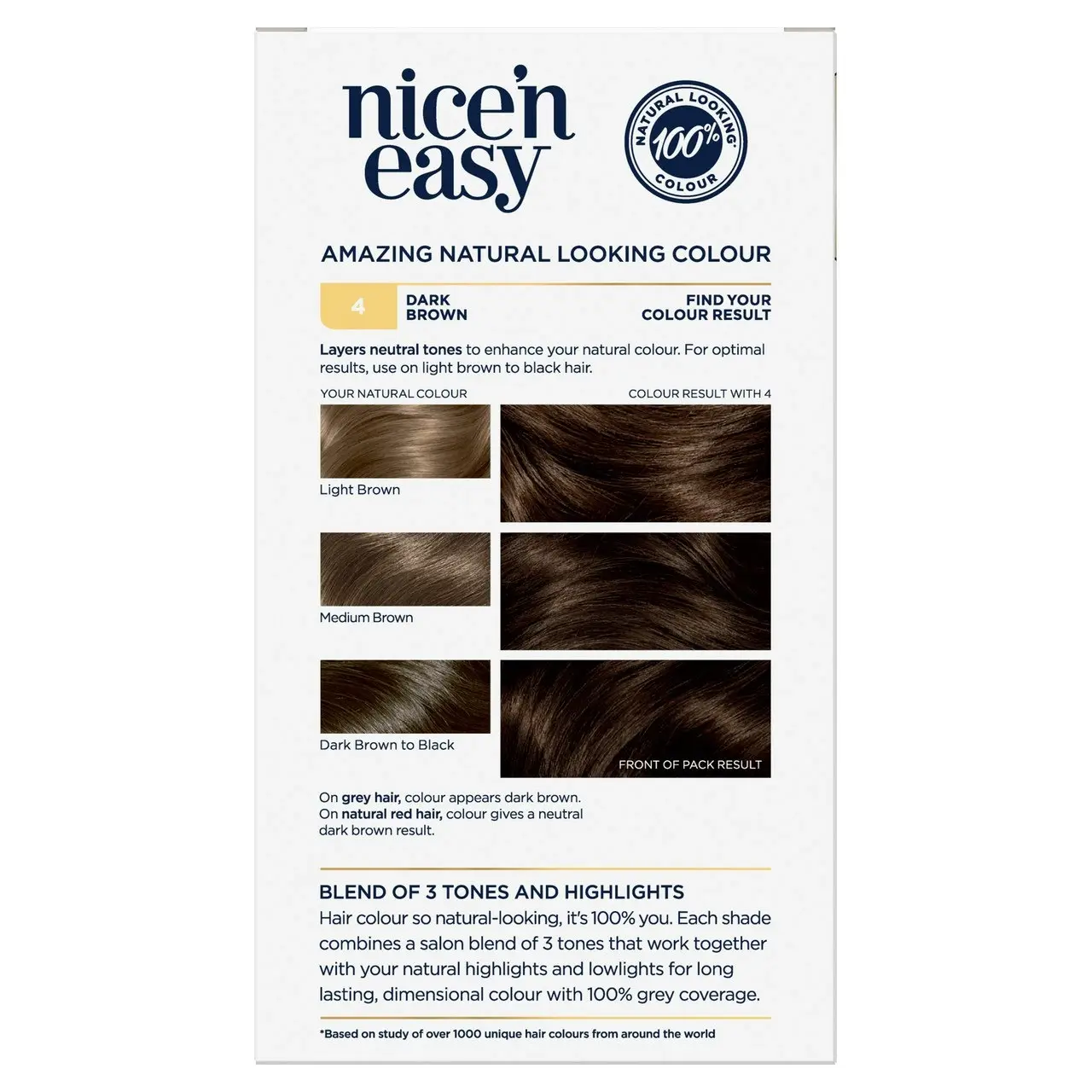 Clairol Nice 'N Easy 4 Natural Dark Brown Permanent Hair Colour