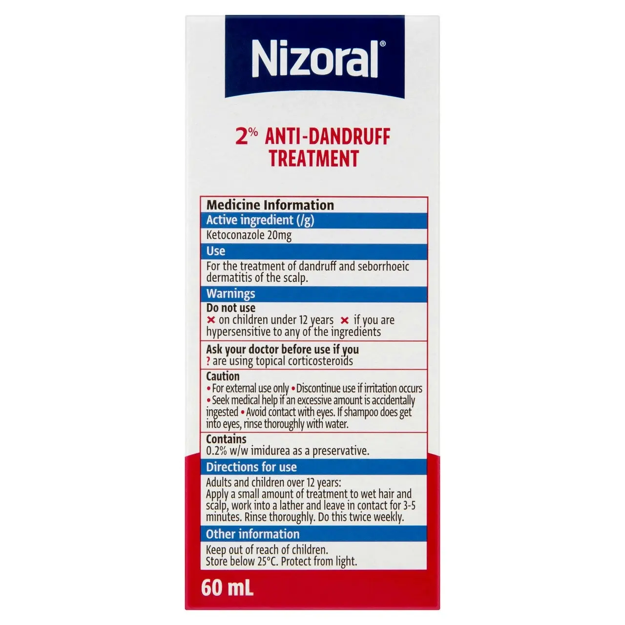 NIZORAL 2% Anti-Dandruff Treatment 60mL