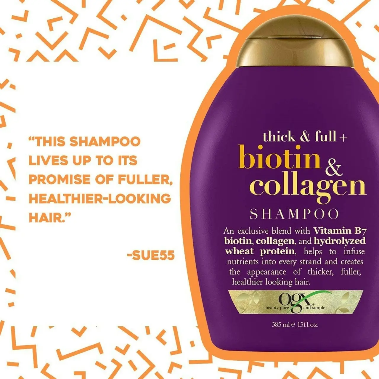 OGX Thick & Full + Volumising Biotin & Collagen Shampoo For Fine Hair 385mL