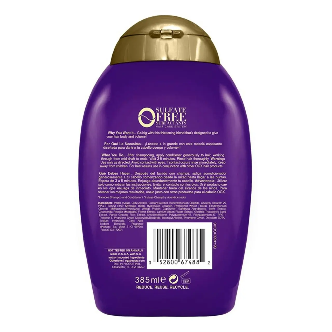 OGX Extra Strength Extra Volume + Biotin & Collagen Conditioner For Fine Hair 385mL