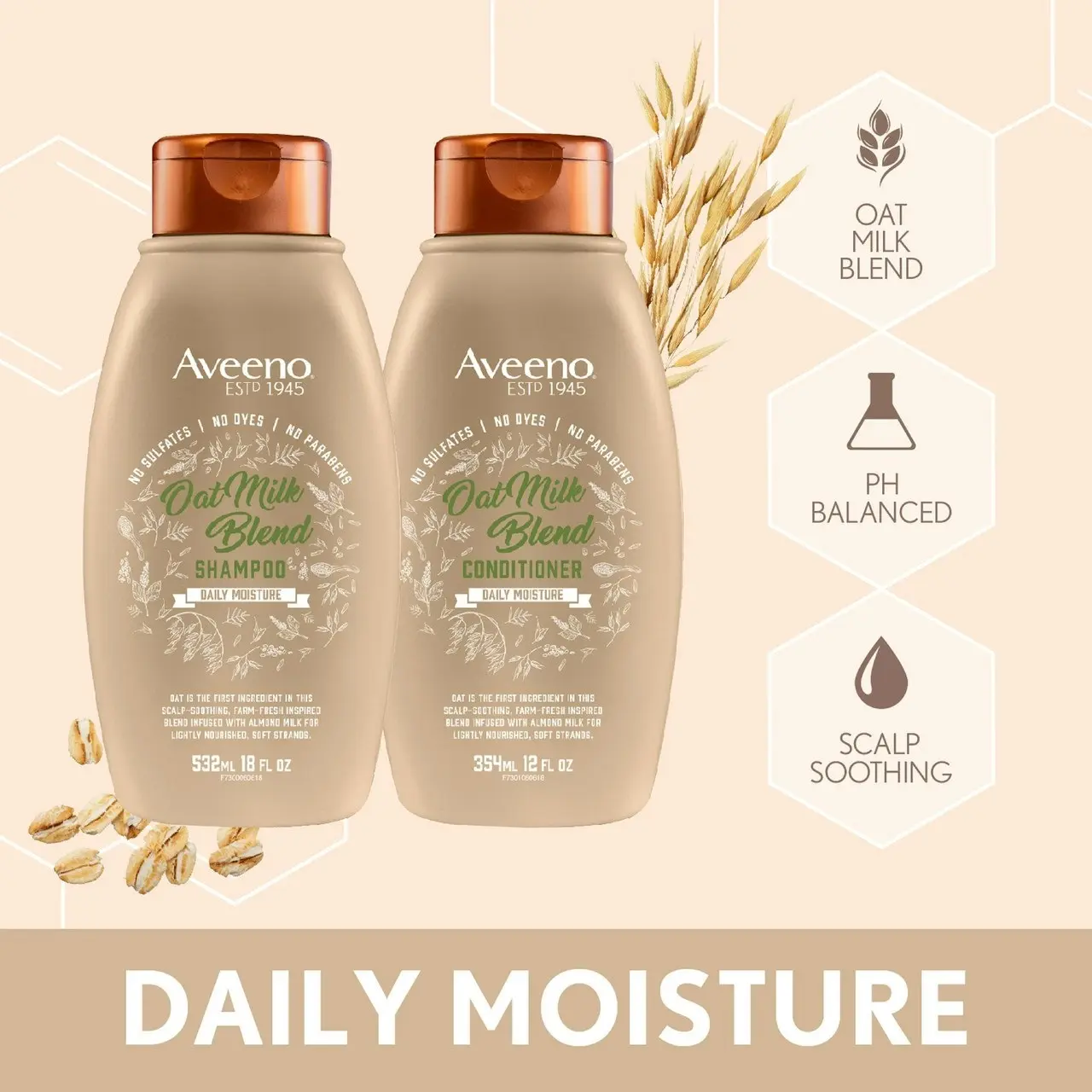 Aveeno Daily Moisture Oat Milk Blend Conditioner For Scalp Soothing & Gentle Cleansing 354mL