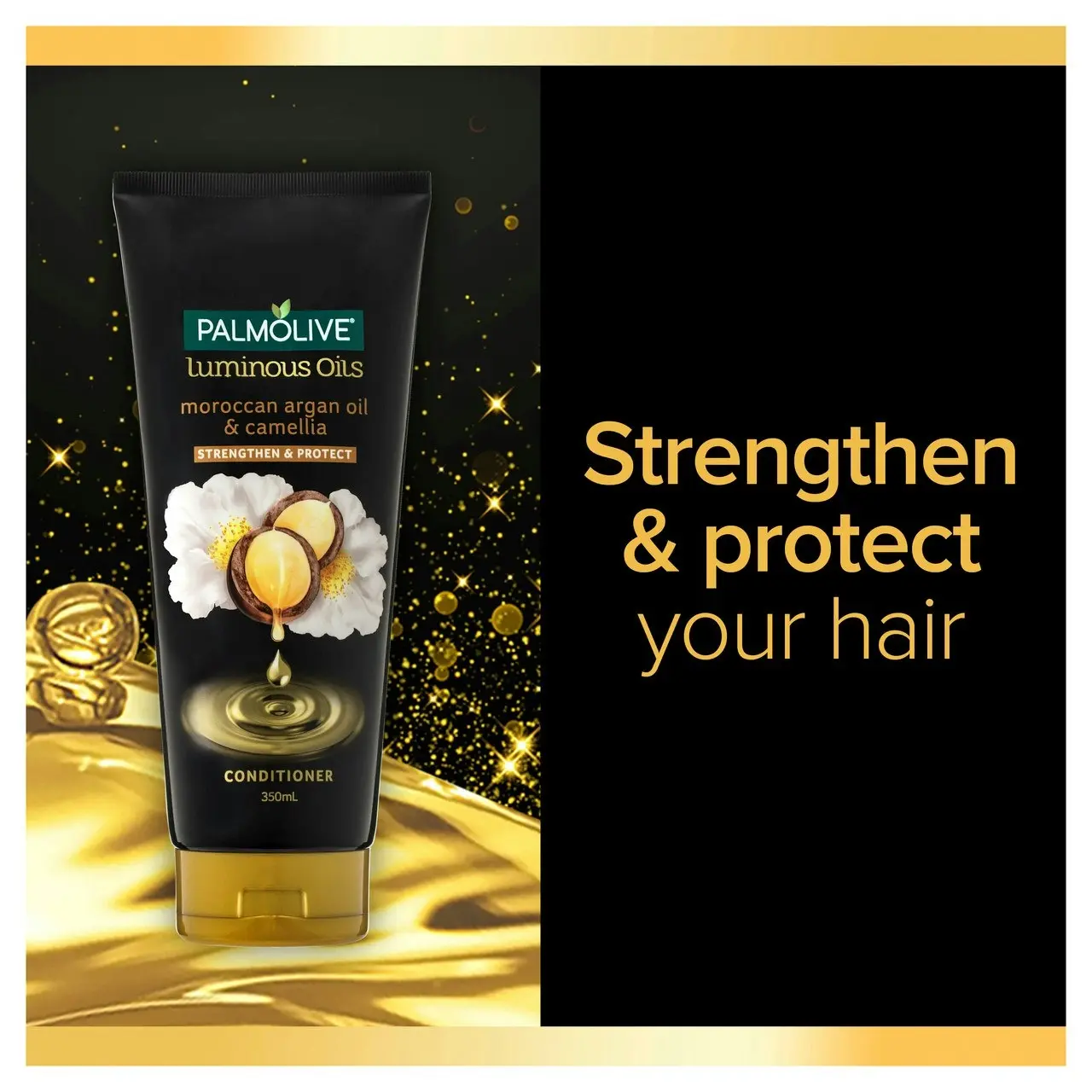 Palmolive Luminous Oils Hair Conditioner, Northern Rivers Macadamia, Argan & Camellia, 350mL, Strengthen and Protect