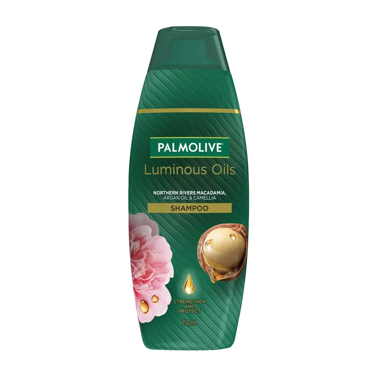 Palmolive Luminous Oils Hair Shampoo, Northern Rivers Macadamia, Argan Oil & Camellia, 350mL, Strengthen and Protect