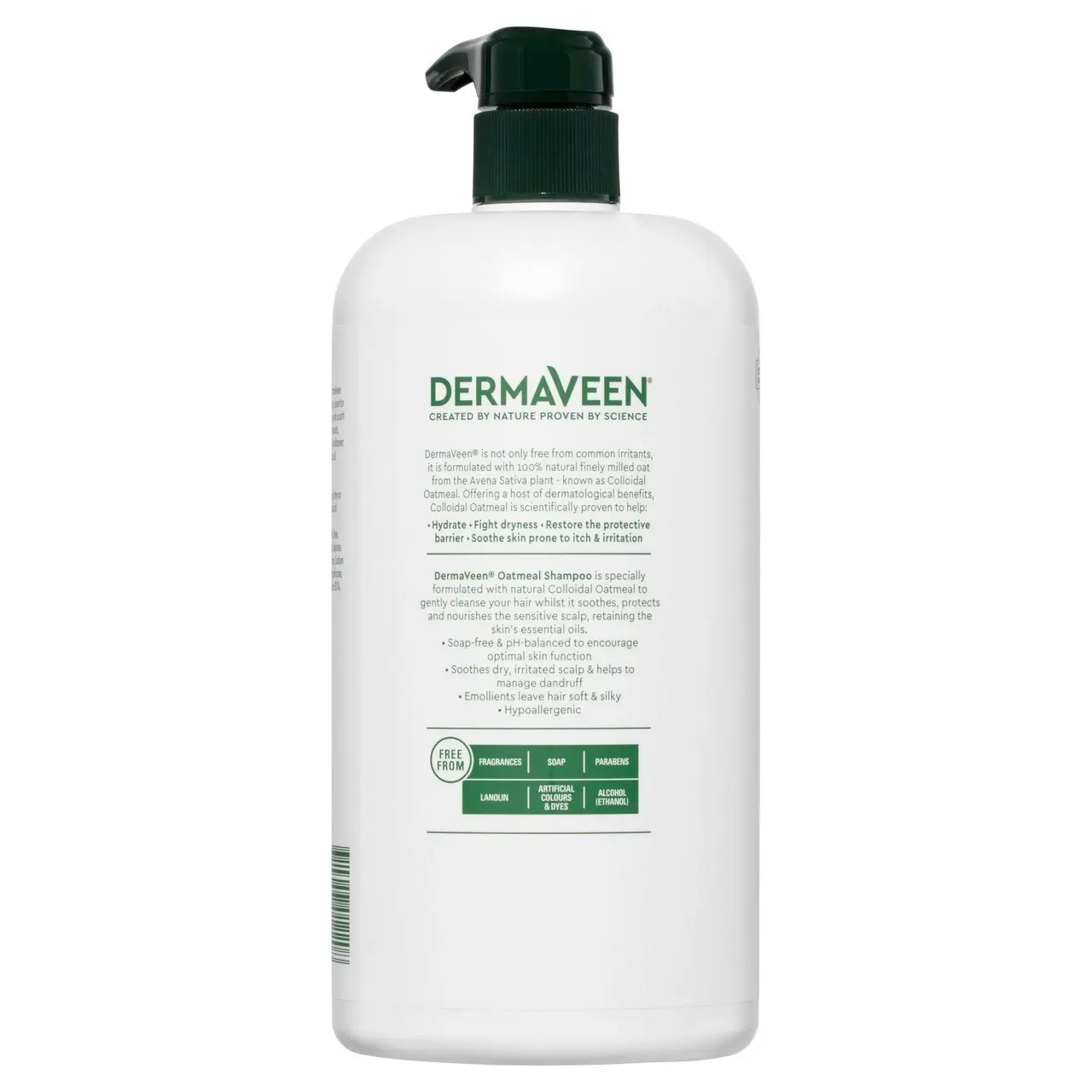 DermaVeen Hair + Scalp Soothing Oatmeal Shampoo for Dry, Flaky or Sensitive Scalps 1L