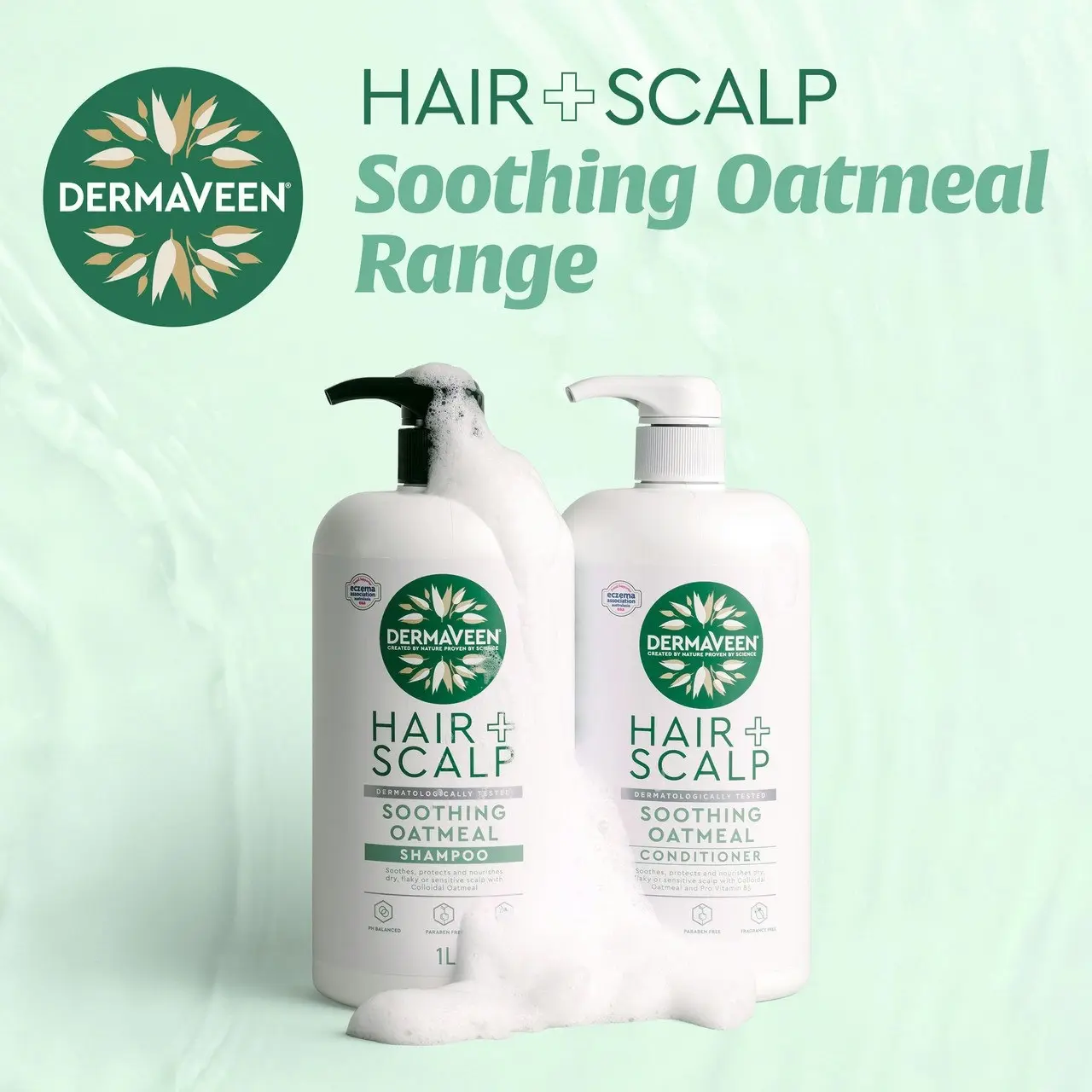 DermaVeen Hair + Scalp Soothing Oatmeal Shampoo for Dry, Flaky or Sensitive Scalps 1L