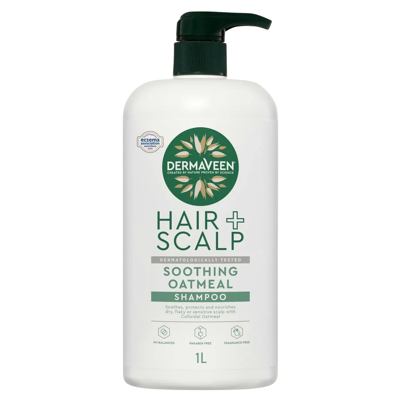 DermaVeen Hair + Scalp Soothing Oatmeal Shampoo for Dry, Flaky or Sensitive Scalps 1L