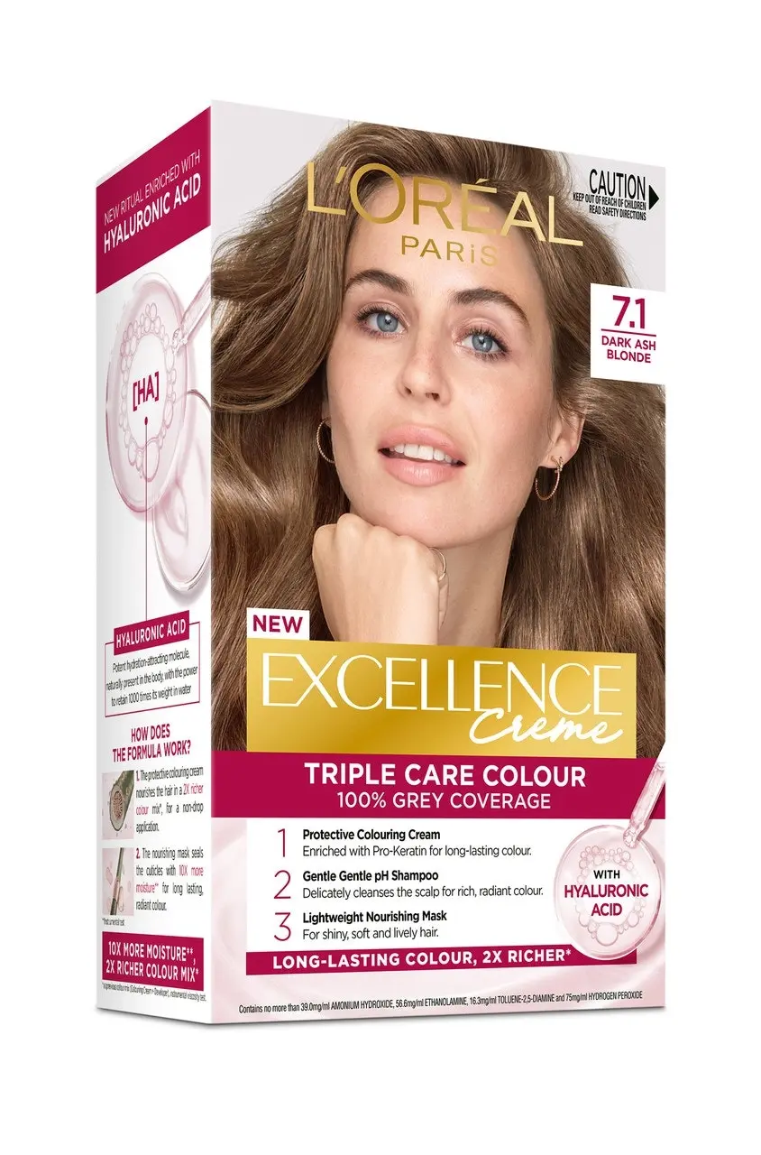 L'Oreal Paris Excellence Creme Permanent Hair Colour - 7.1 Dark Ash Blonde