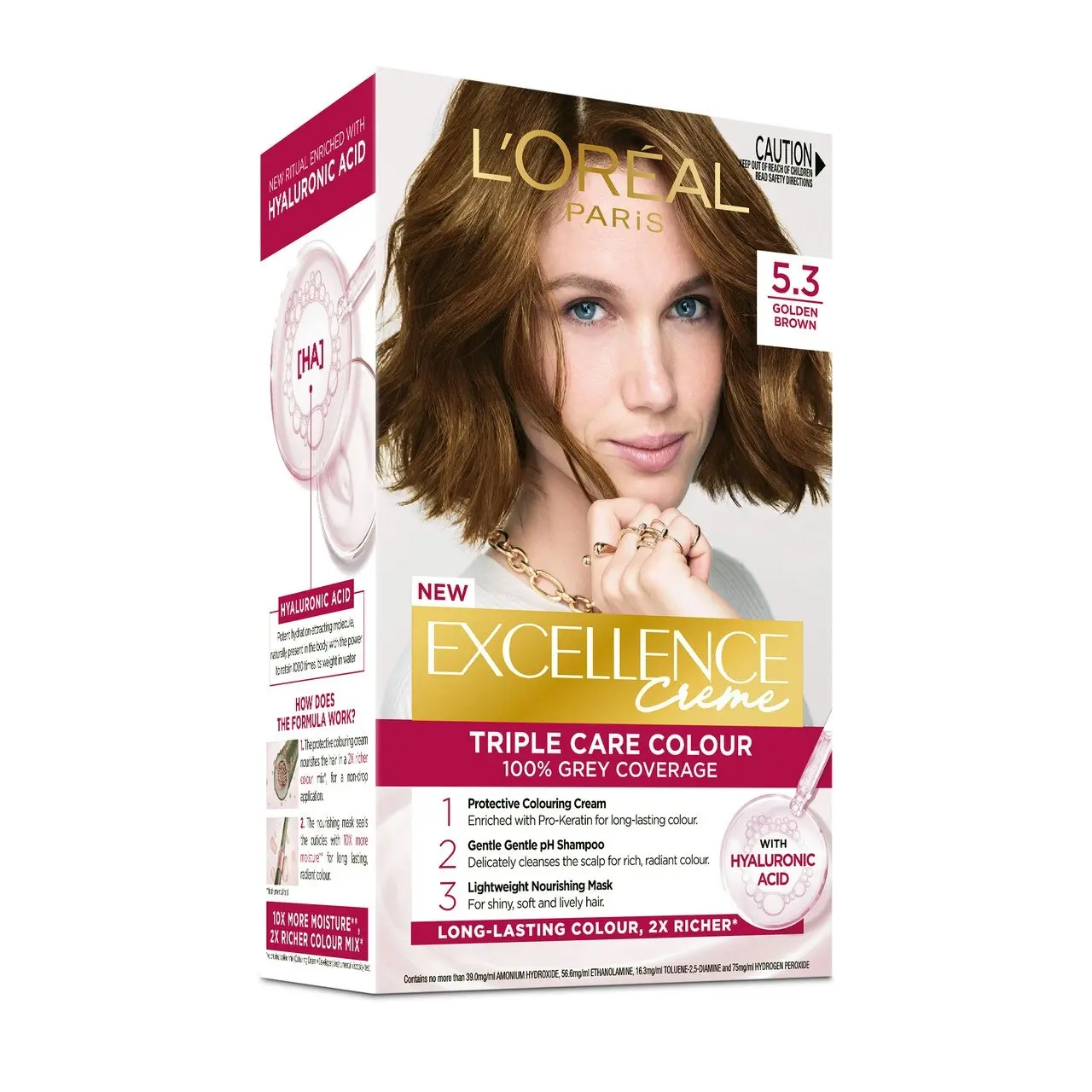 L'Oreal Paris Excellence Creme Permanent Hair Colour - 5.3 Golden Brown