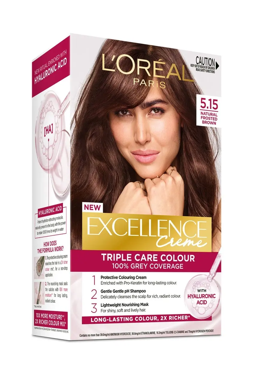 L'Oreal Paris Excellence Creme Permanent Hair Colour - 5.15 Natural Frosted Brown