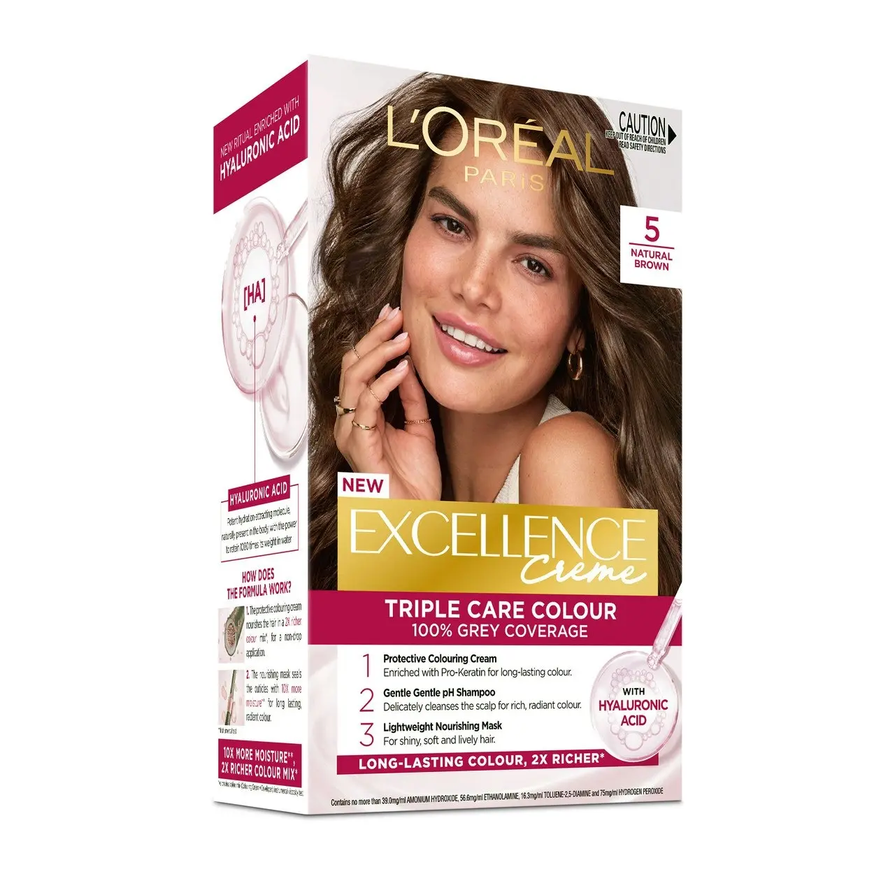 L'Oreal Paris Excellence Creme Permanent Hair Colour - 5 Natural Brown