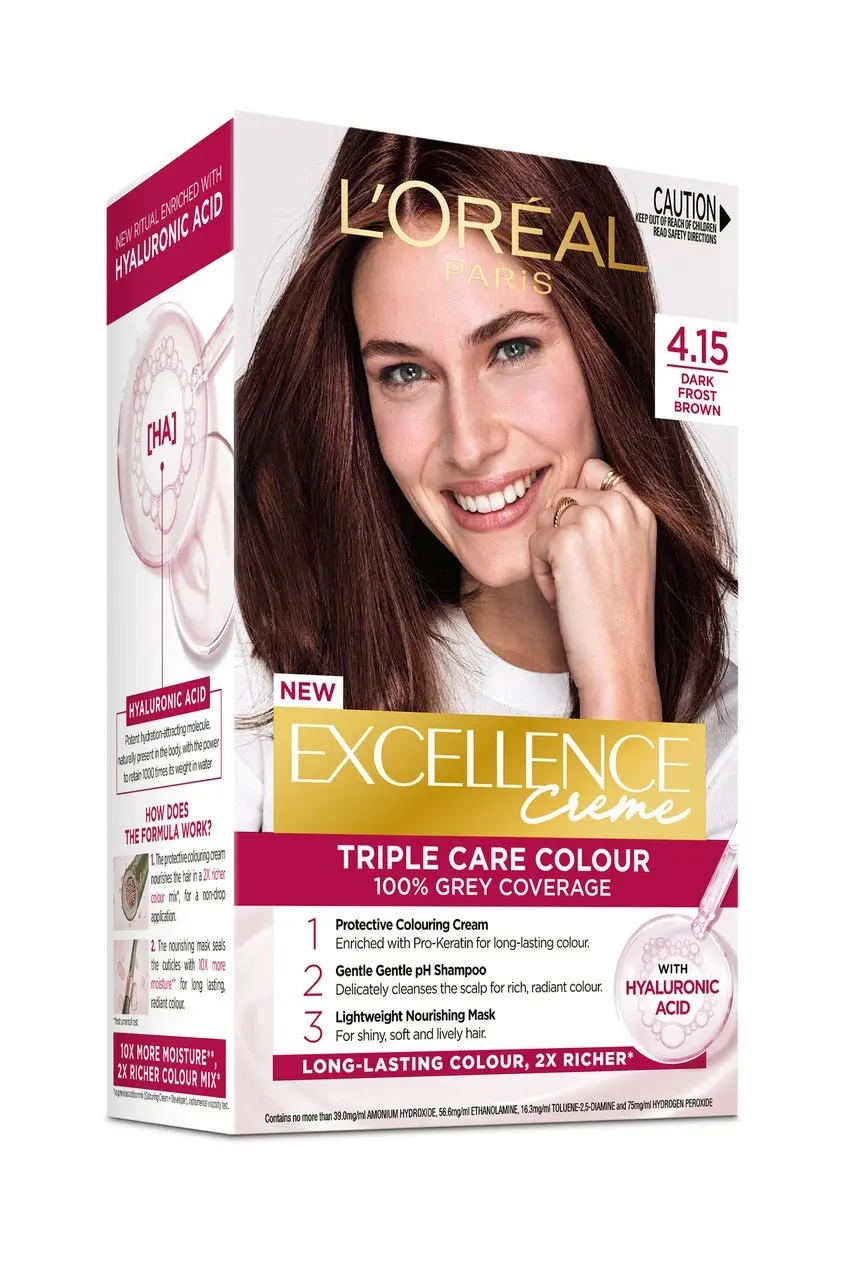 L'Oreal Paris Excellence Creme Permanent Hair Colour - 4.15 Dark Frosted Brown