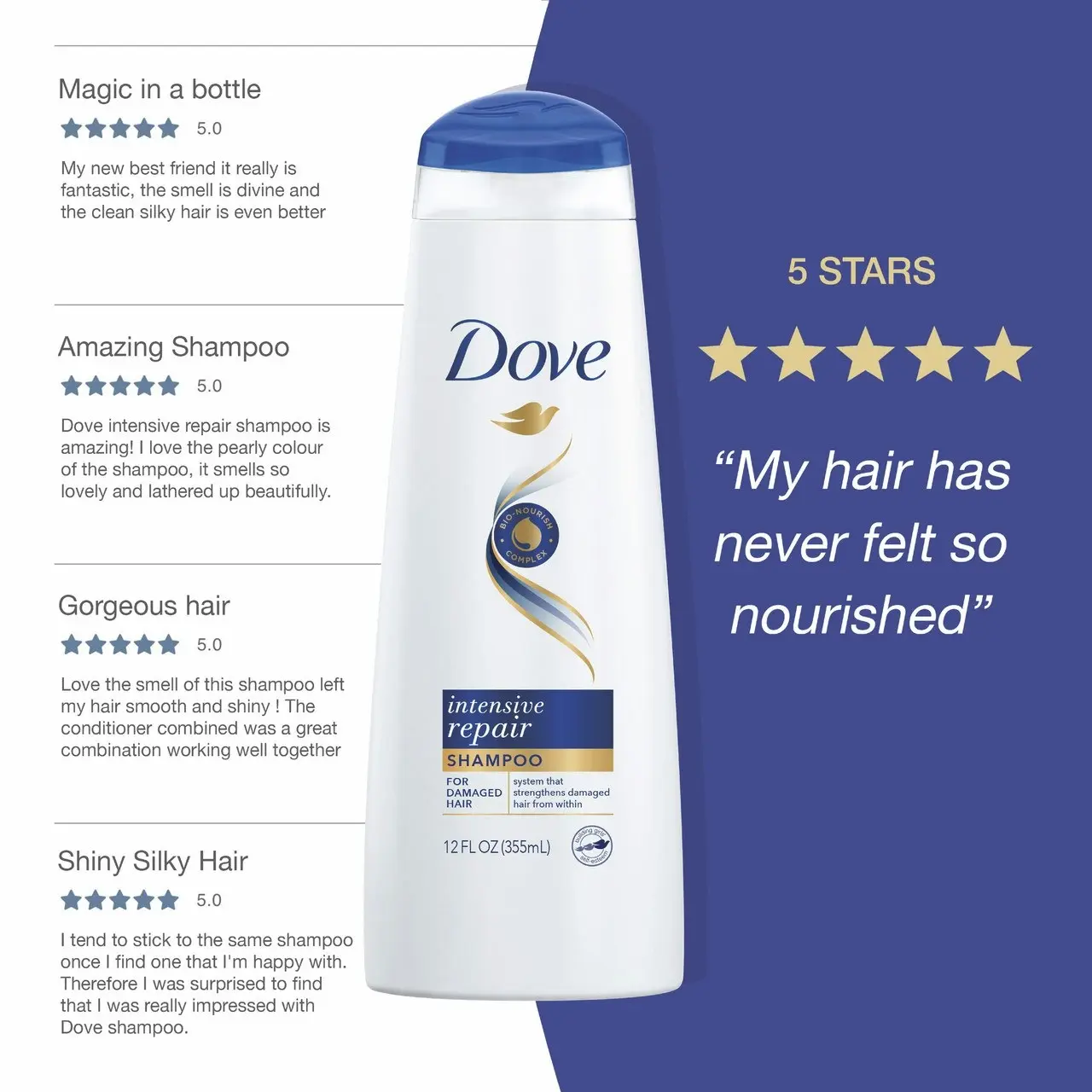 Dove Intensive Repair Shampoo for Damaged Hair with Smart Target Technology  320ml