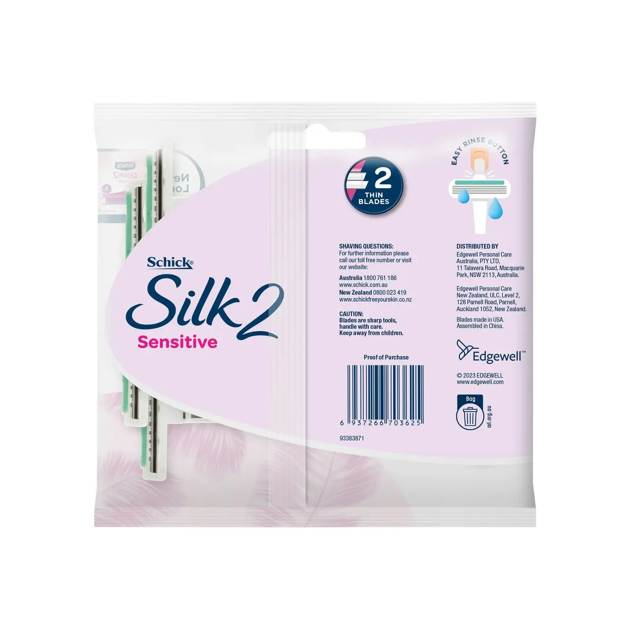 Schick Silk 2 Sensitive Disposable Razors 5pk