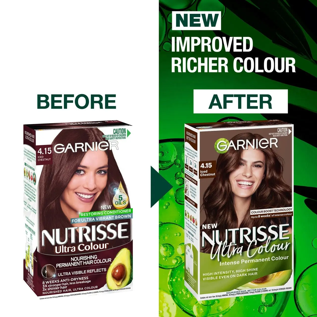 Garnier NutrisseUltra Colour Permanent Hair Colour - 4.15 Iced Chestnut