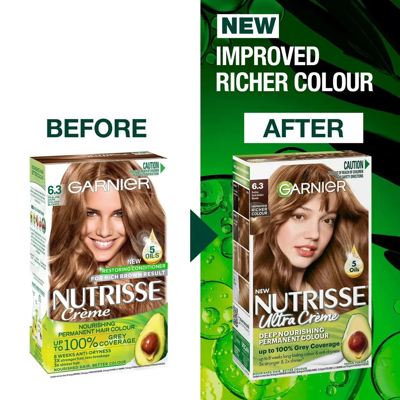 Garnier Nutrisse Permanent Hair Colour - 6.3 Praline Dark Golden Blonde