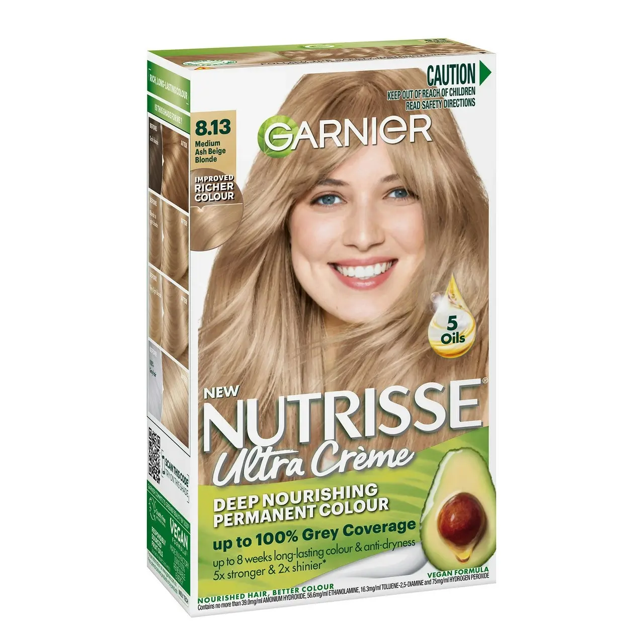 Garnier Nutrisse Permanent Hair Colour - 8.13 Medium Ash Beige Blonde