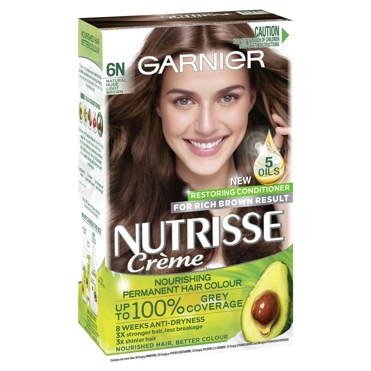 Garnier Nutrisse Permanent Hair Colour - 6N Natural Nude Light Brown