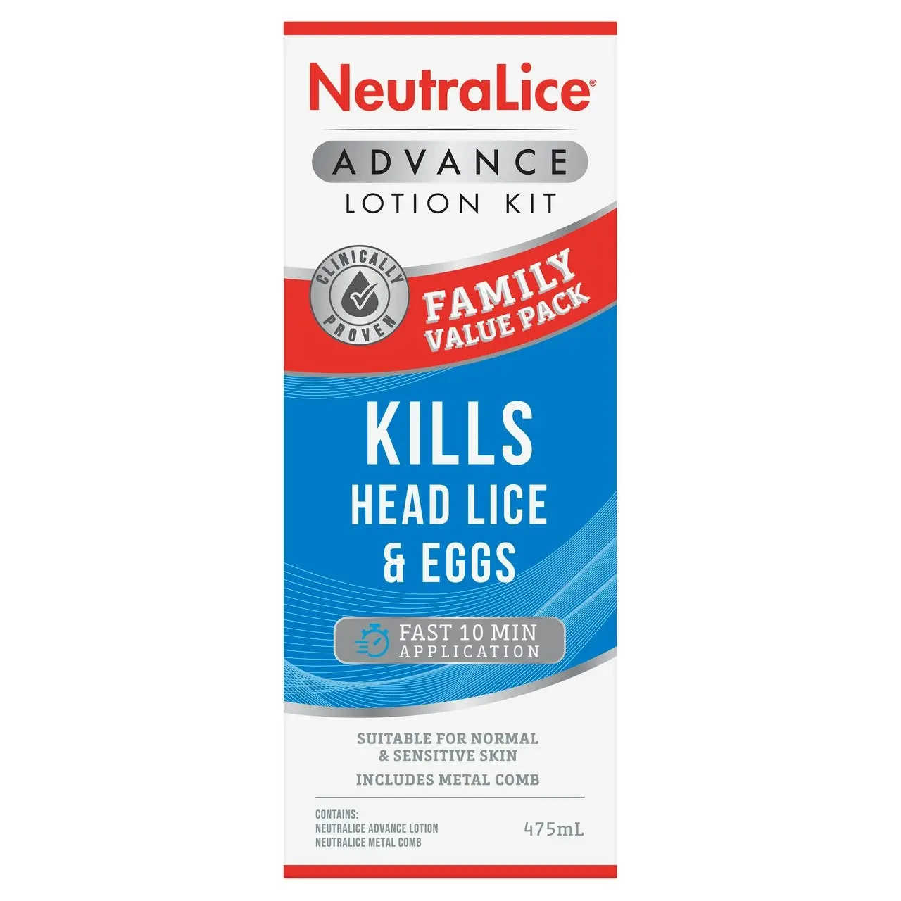 NeutraLice Advance Lotion Kit Family Value Pack 475ml