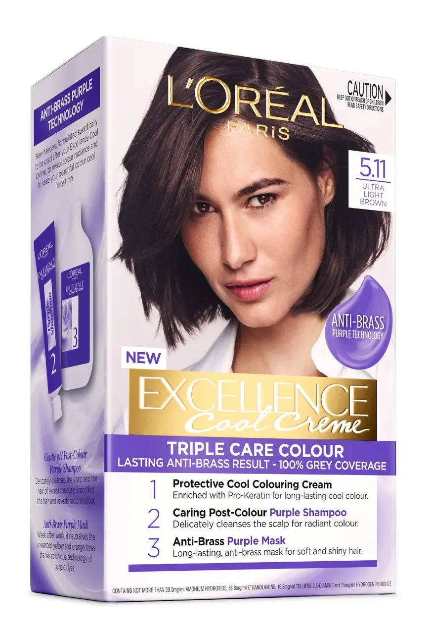 L'Oreal Paris Excellence Cool Creme Hair Colour with Pro-Keratin 5.11 Ultra Ash Light Brown