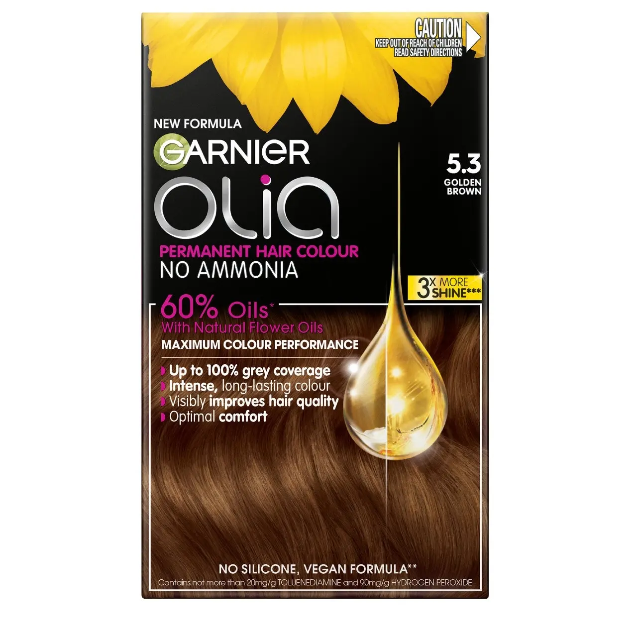 Garnier Olia 5.3  Golden Brown Permanent Hair Colour No Ammonia, 60% Oils