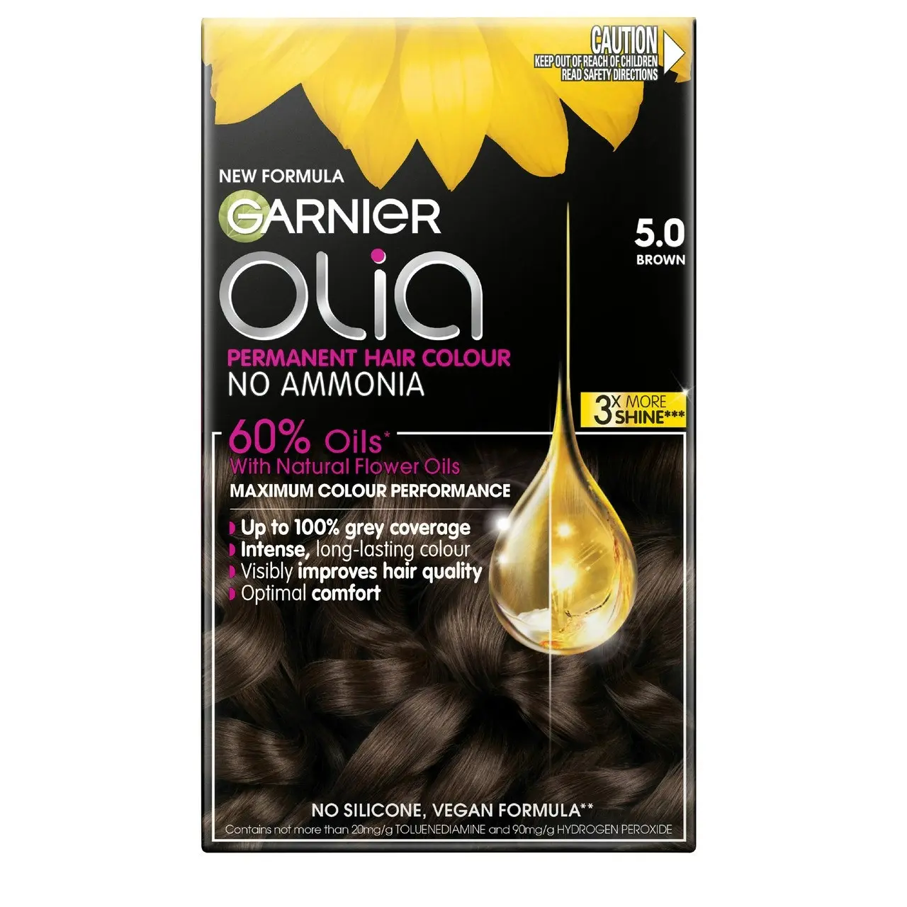 Garnier Olia 5.0  Brown Permanent Hair Colour No Ammonia, 60% Oils