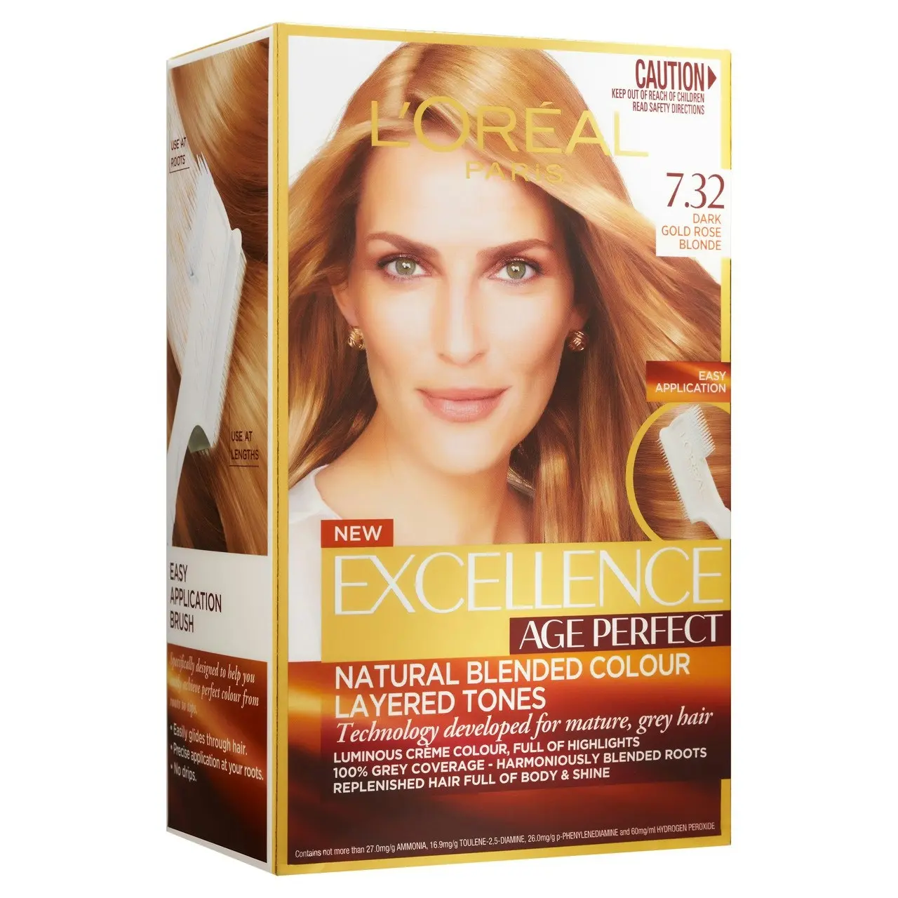 L'Oreal Paris Excellence Age Perfect Permanent Hair Colour, 7.32 Dark Gold Rose Blonde