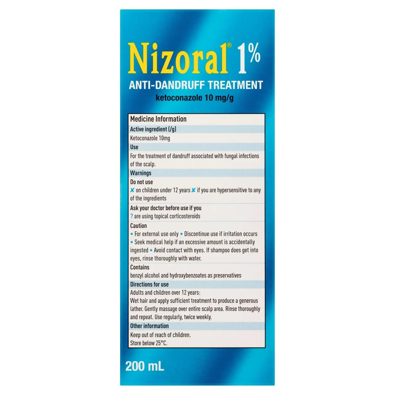 NIZORAL 1% Anti-Dandruff Treatment 200mL